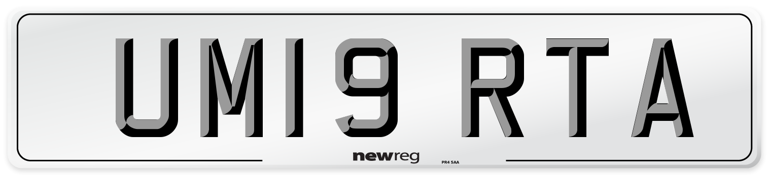 UM19 RTA Number Plate from New Reg